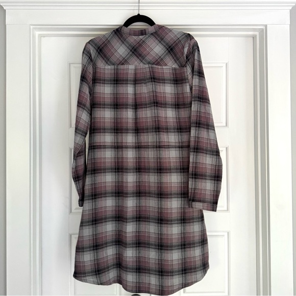 Garnet Hill Plaid Cotton Gauze Shirt Dress - size 8 - Picture 3 of 10